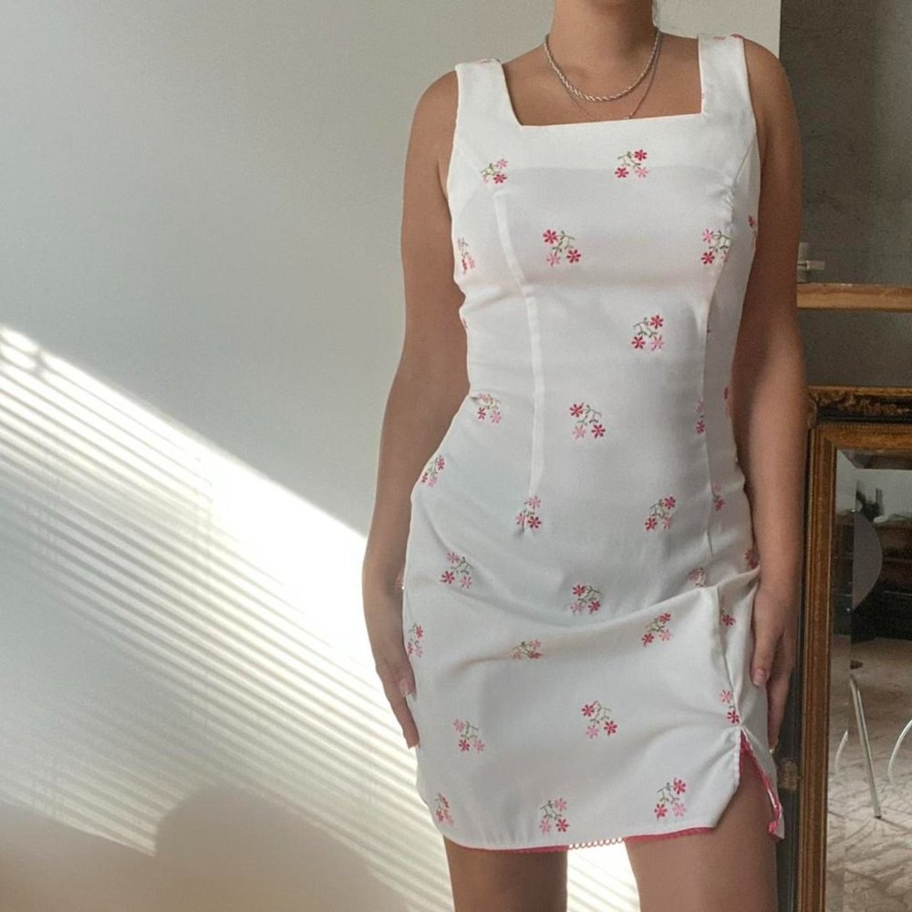 Vintage City Triangles white minidress